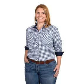 Womens Abbey Full Button Work Shirt - Navy Check