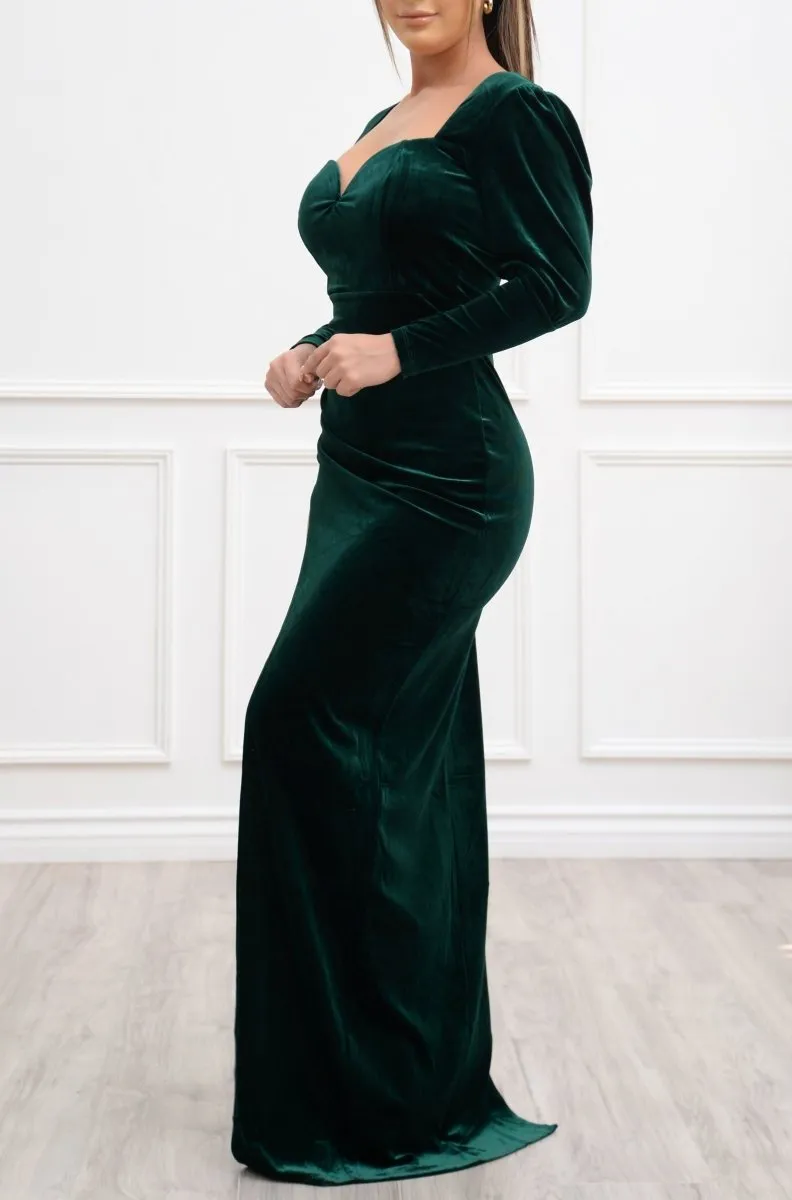 Zoe Velvet Dress Hunter Green